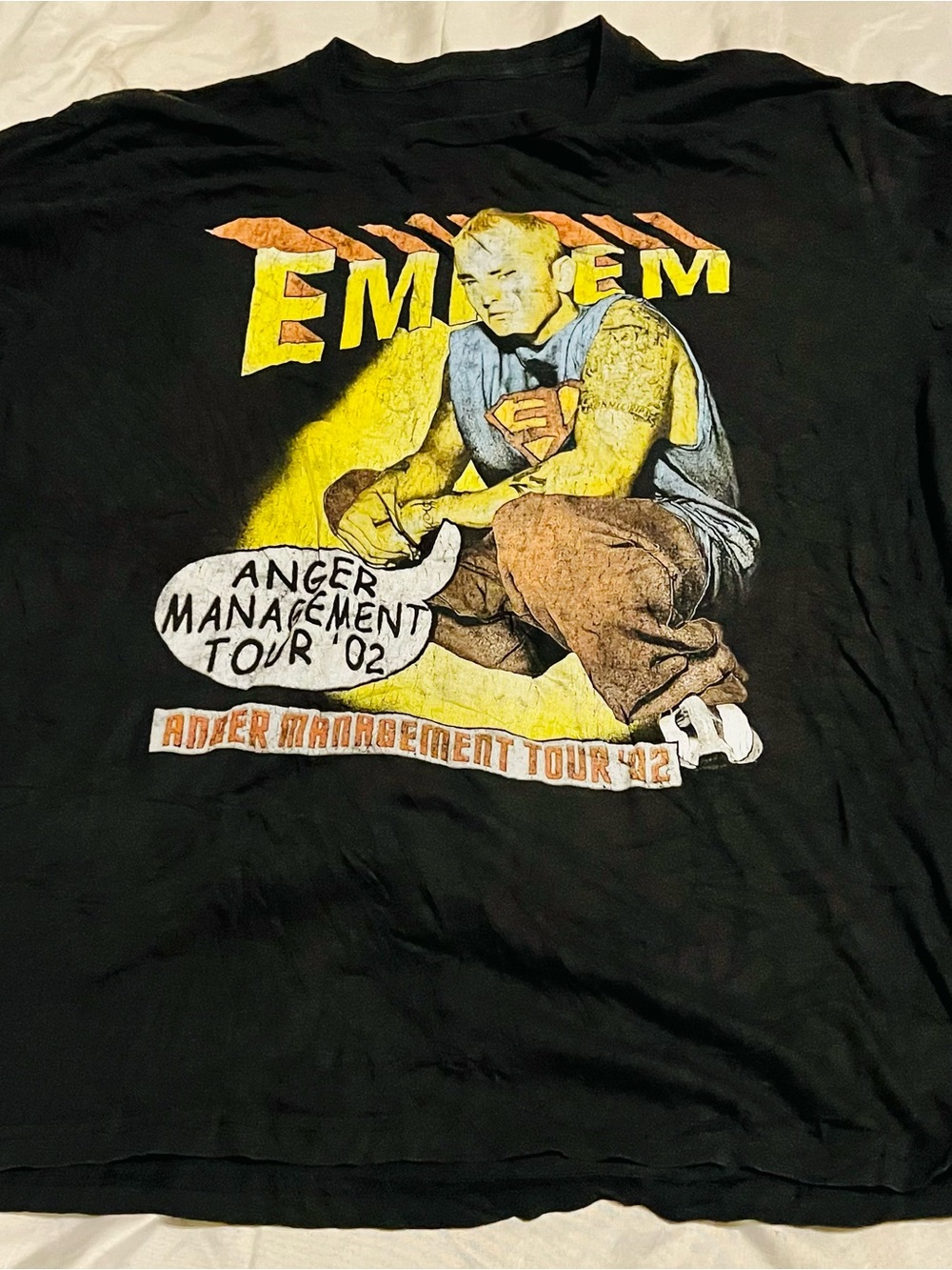 Rare Eminem Black 'Anger Management Tour '02' Graphic T-Shirt Sz L (Some flaws